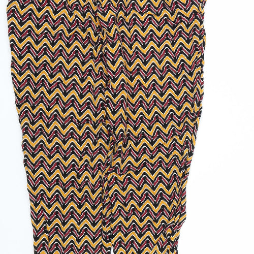 Papaya Womens Yellow Striped  Capri Trousers Size 12 L25 in