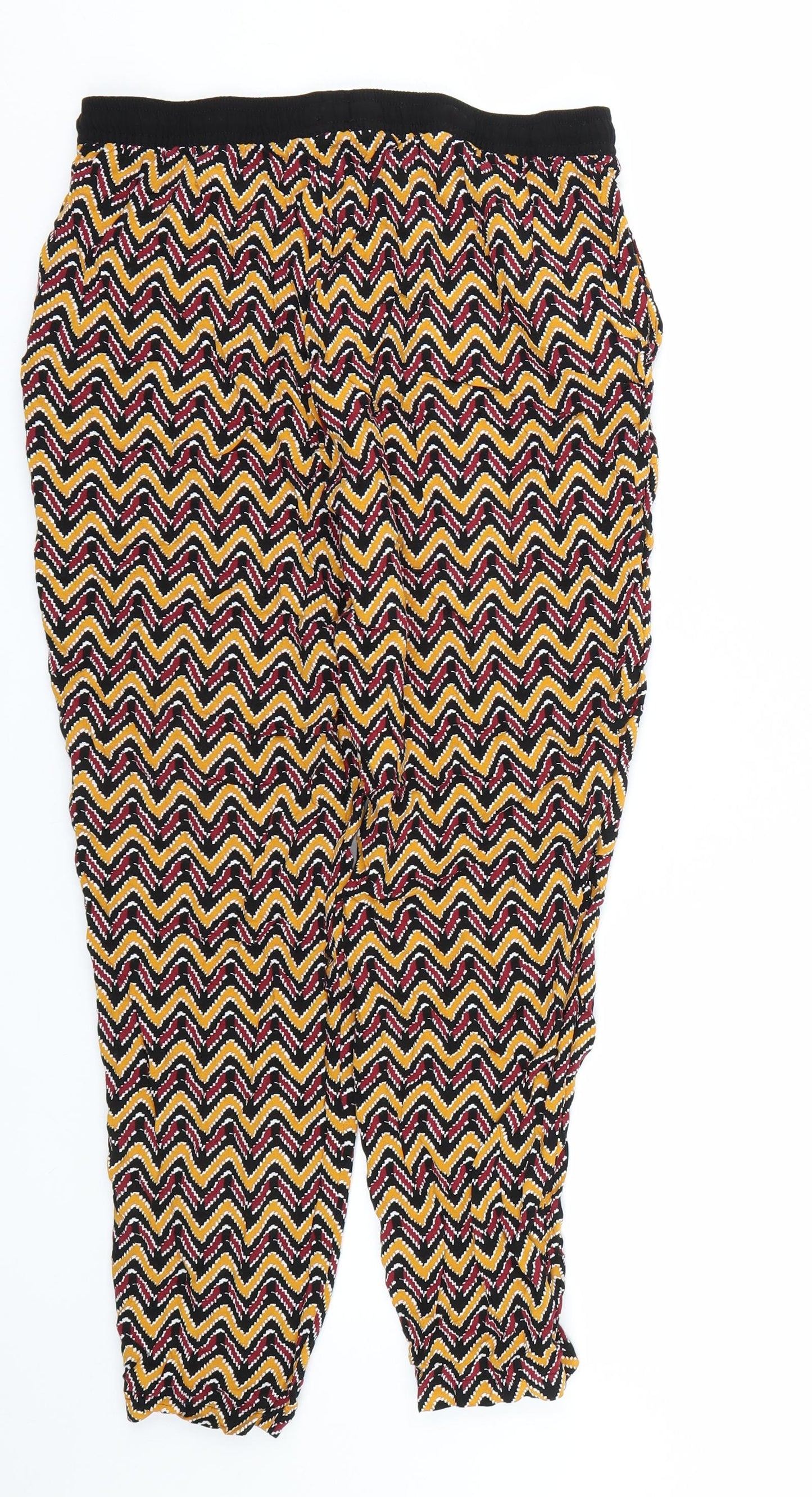 Papaya Womens Yellow Striped  Capri Trousers Size 12 L25 in