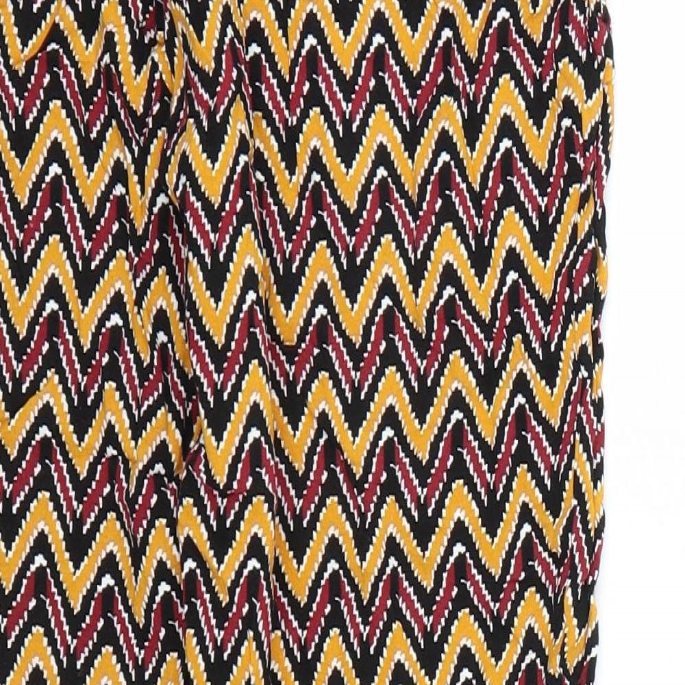 Papaya Womens Yellow Striped  Capri Trousers Size 12 L25 in