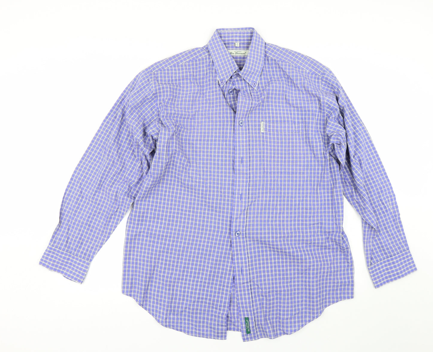 Ben Sherman Mens Blue Check   Button-Up Size L