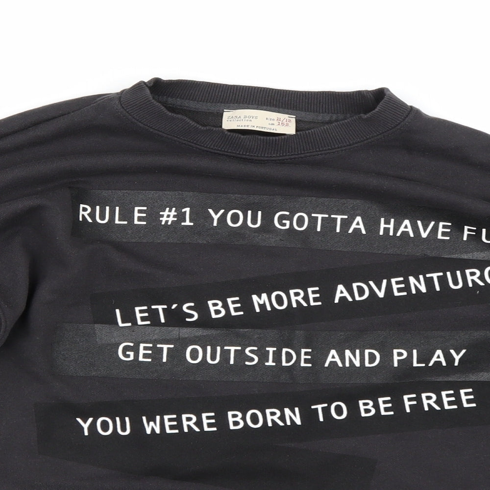 Zara Boys Black   Pullover Sweatshirt Size 11-12 Years