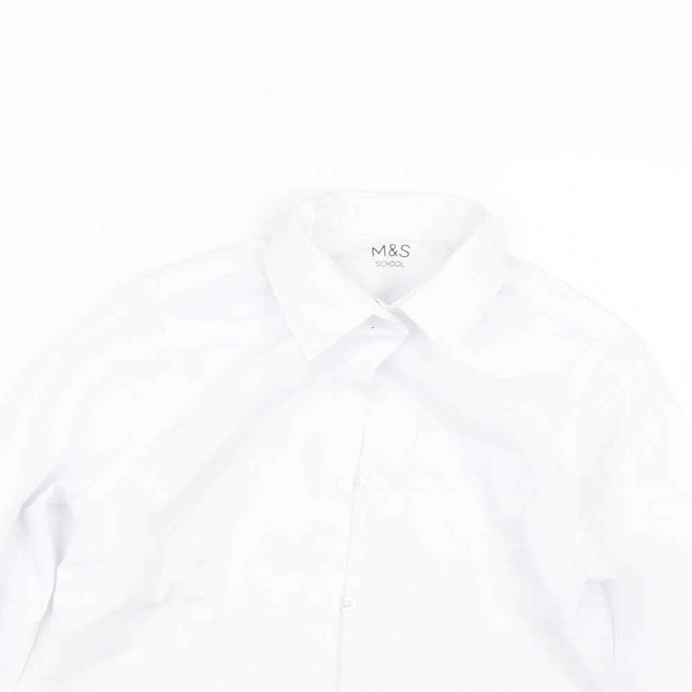 M&S Boys White   Basic Button-Up Size 9-10 Years  - School uniform