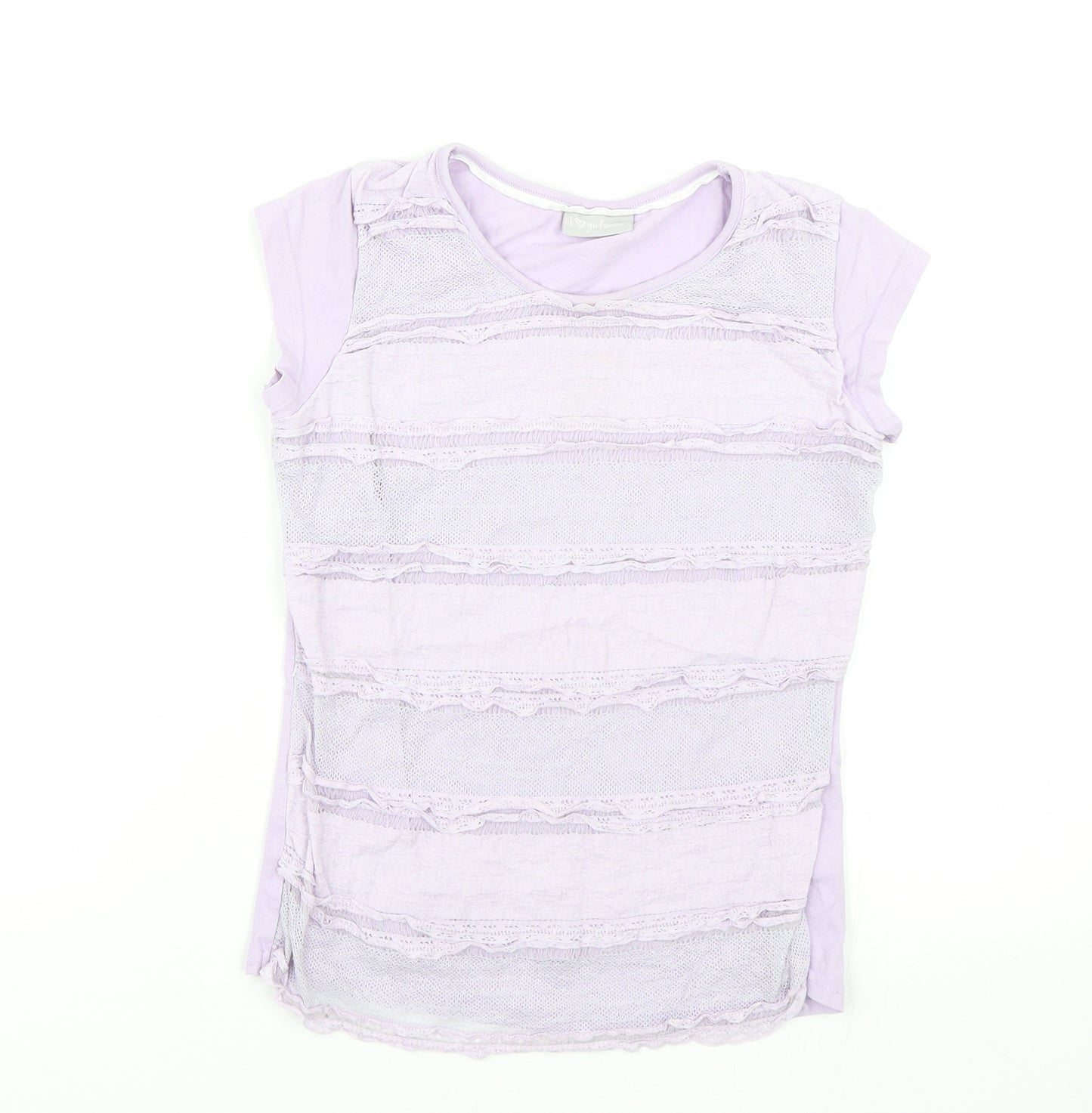 NEXT Girls Purple Striped  Basic T-Shirt Size 8-9 Years