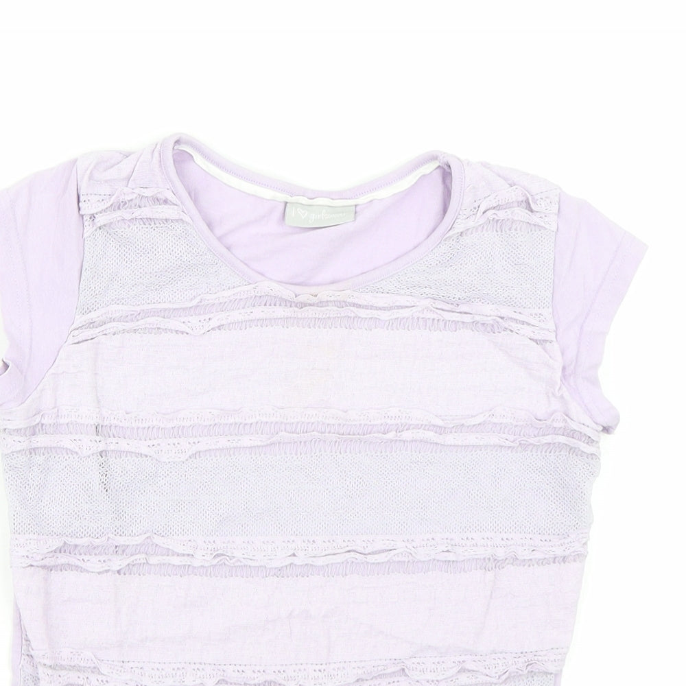 NEXT Girls Purple Striped  Basic T-Shirt Size 8-9 Years