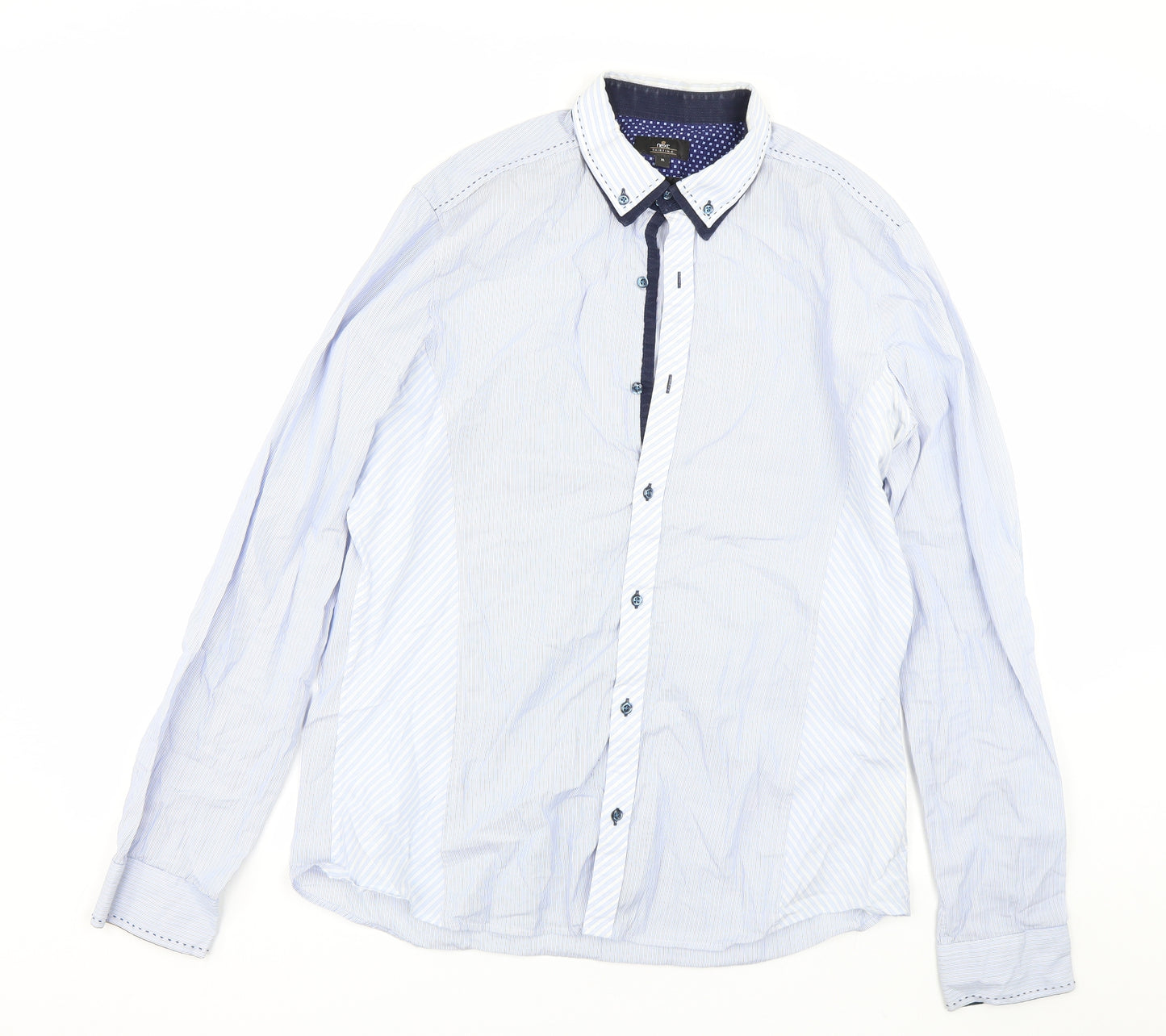 NEXT Mens Blue Striped   Dress Shirt Size XL
