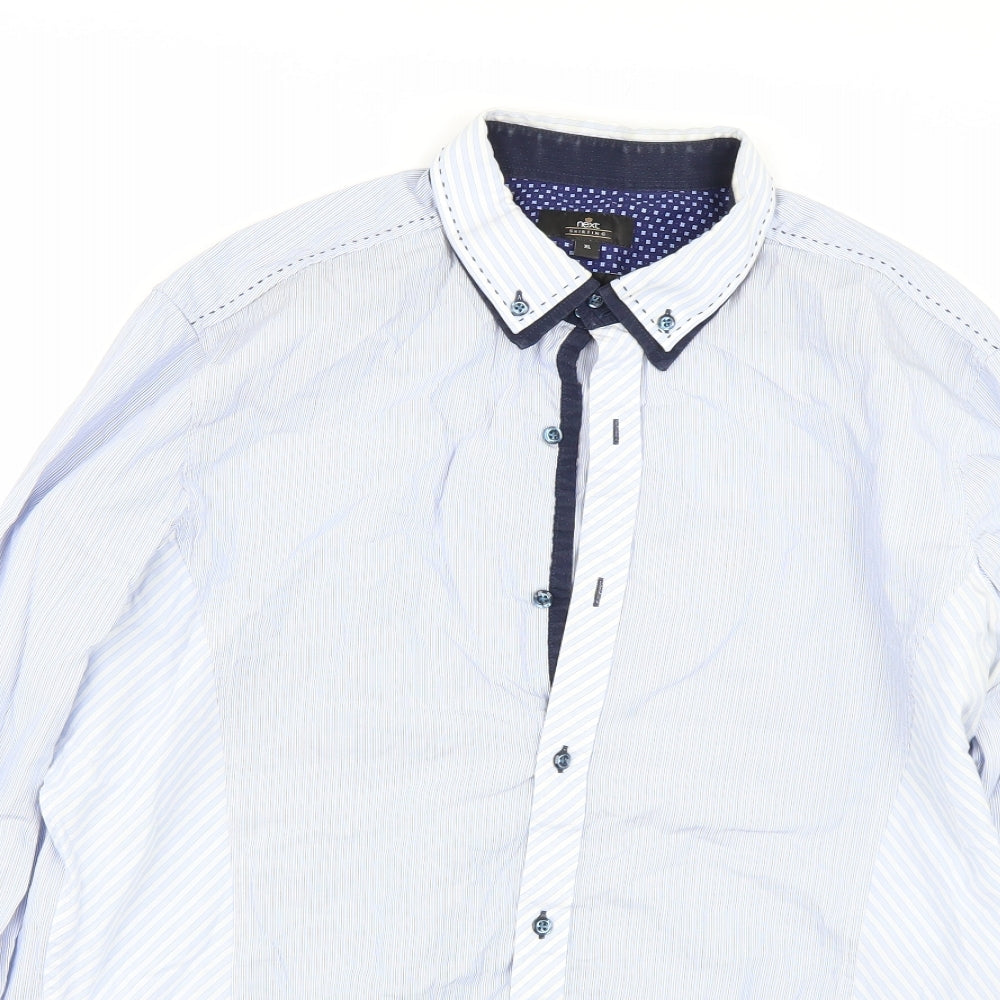 NEXT Mens Blue Striped   Dress Shirt Size XL