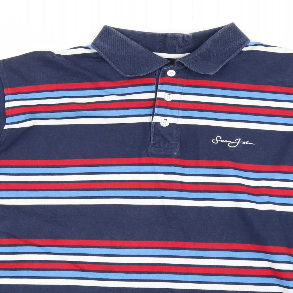 Sean John Mens Multicoloured Striped   Polo Size L