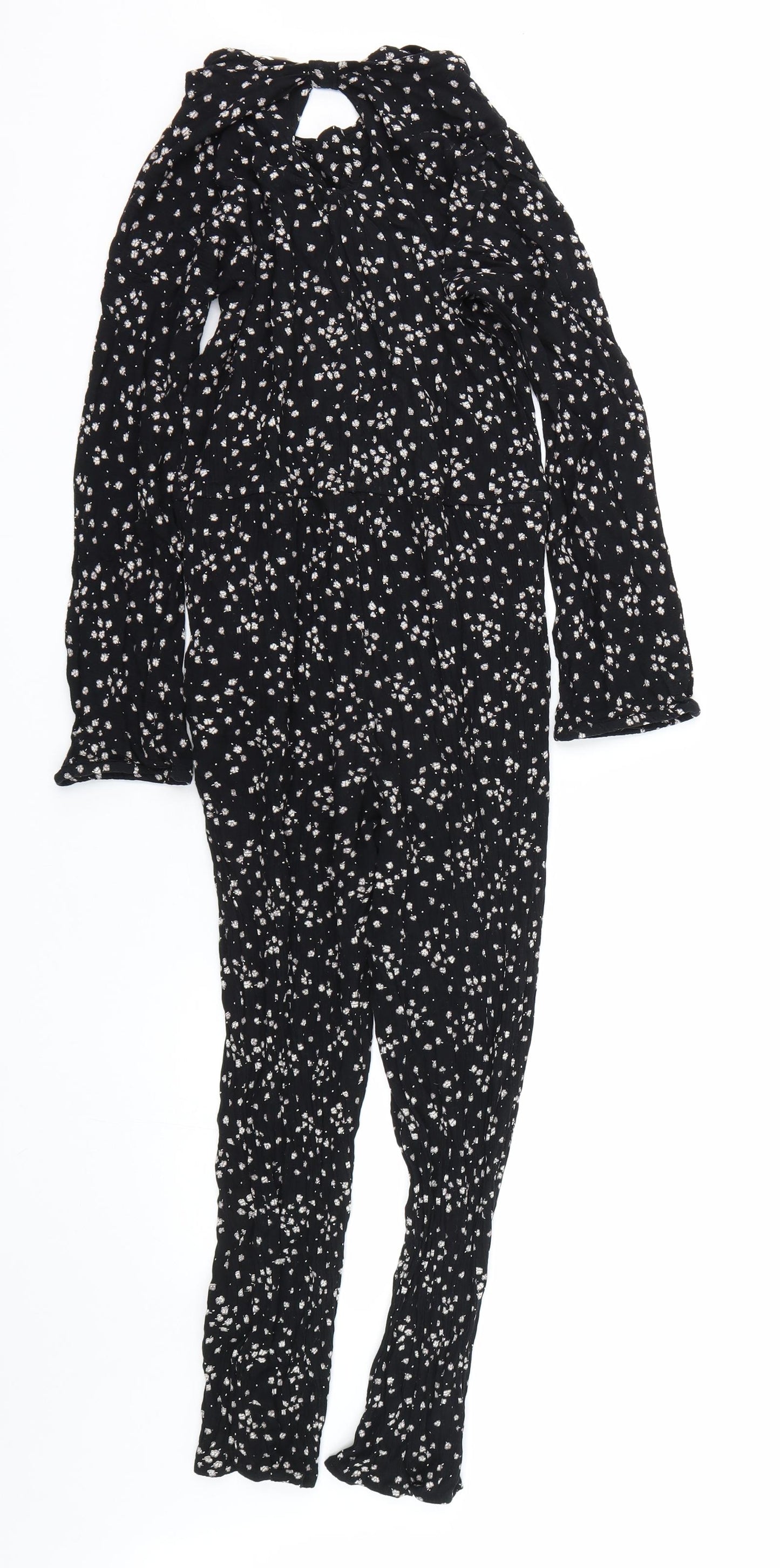 NEXT Girls Black Floral  Bodysuit One-Piece Size 15 Years