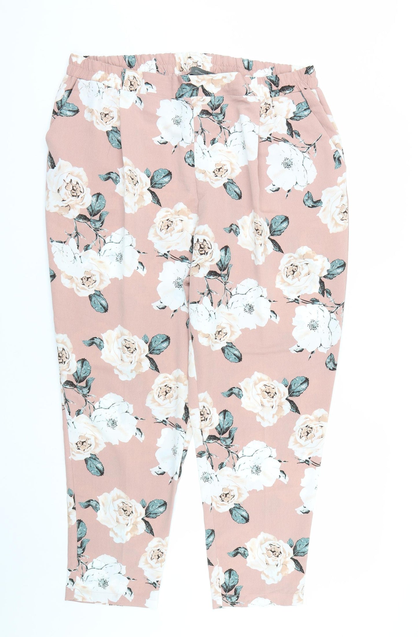 Primark Womens Pink Floral  Capri Trousers Size 20 L26 in