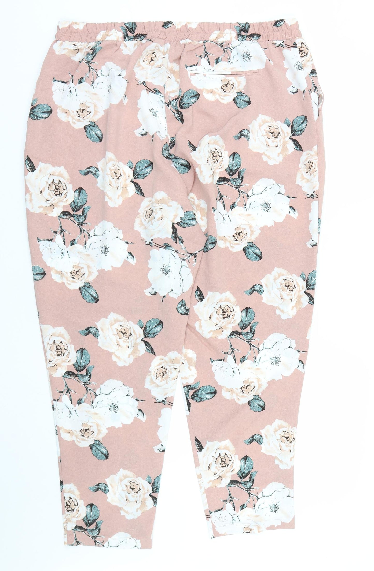 Primark Womens Pink Floral  Capri Trousers Size 20 L26 in