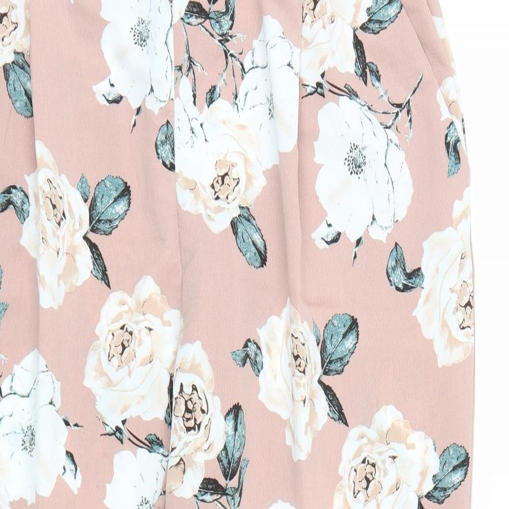 Primark Womens Pink Floral  Capri Trousers Size 20 L26 in