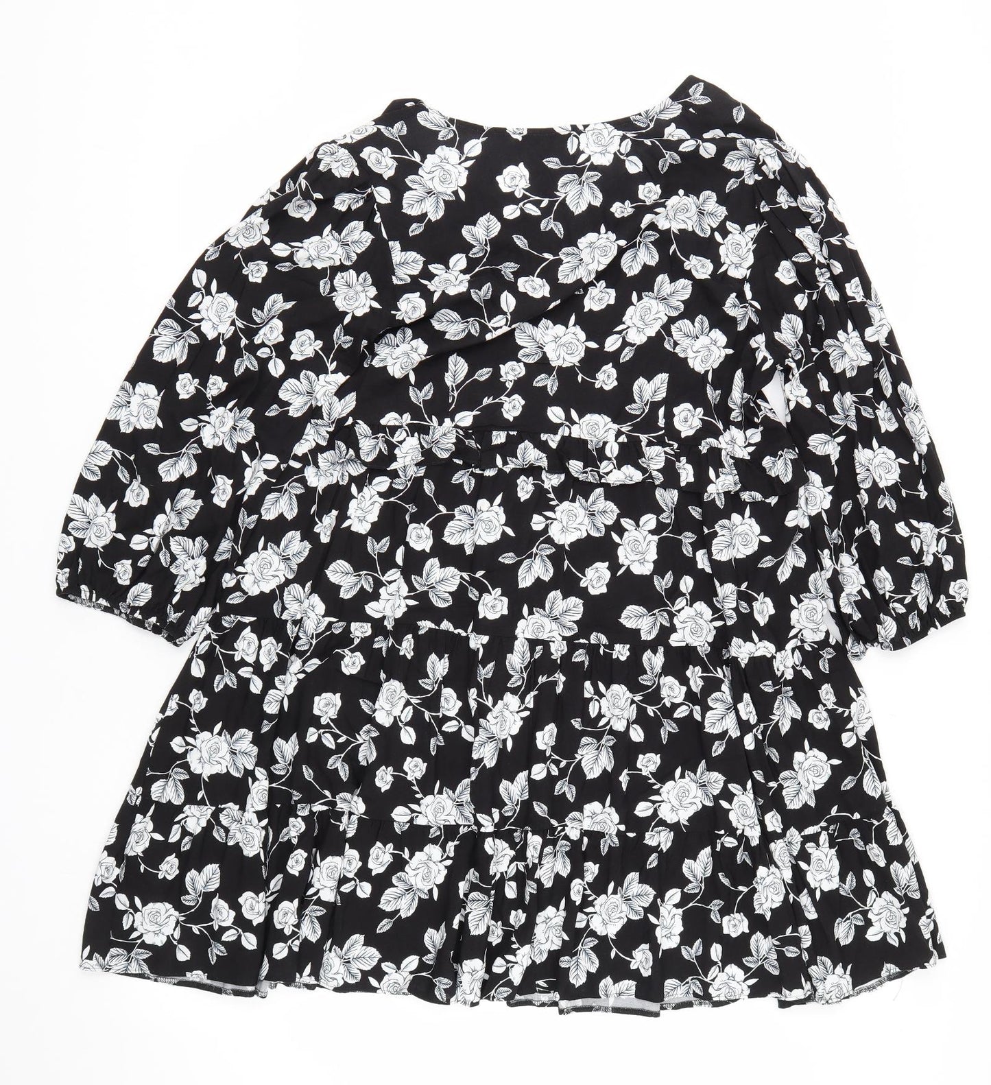 George Womens Black Floral  T-Shirt Dress  Size 14