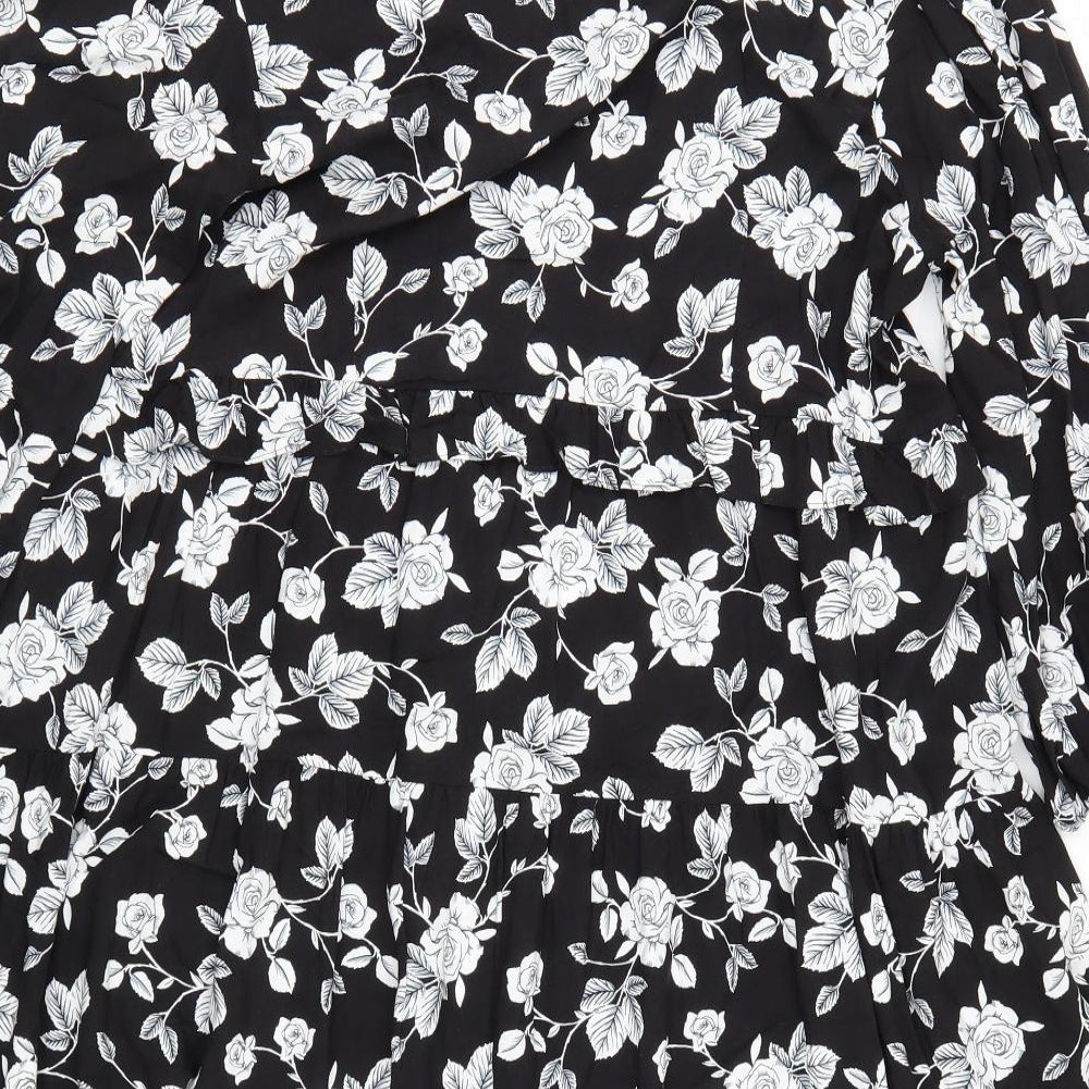 George Womens Black Floral  T-Shirt Dress  Size 14