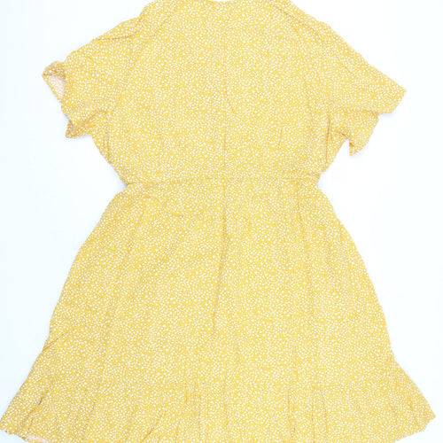 Nutmeg Womens Yellow Floral  T-Shirt Dress  Size 20