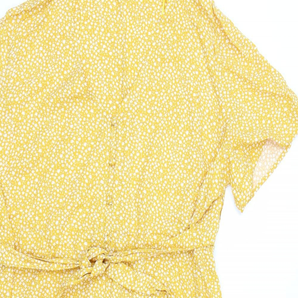 Nutmeg Womens Yellow Floral  T-Shirt Dress  Size 20