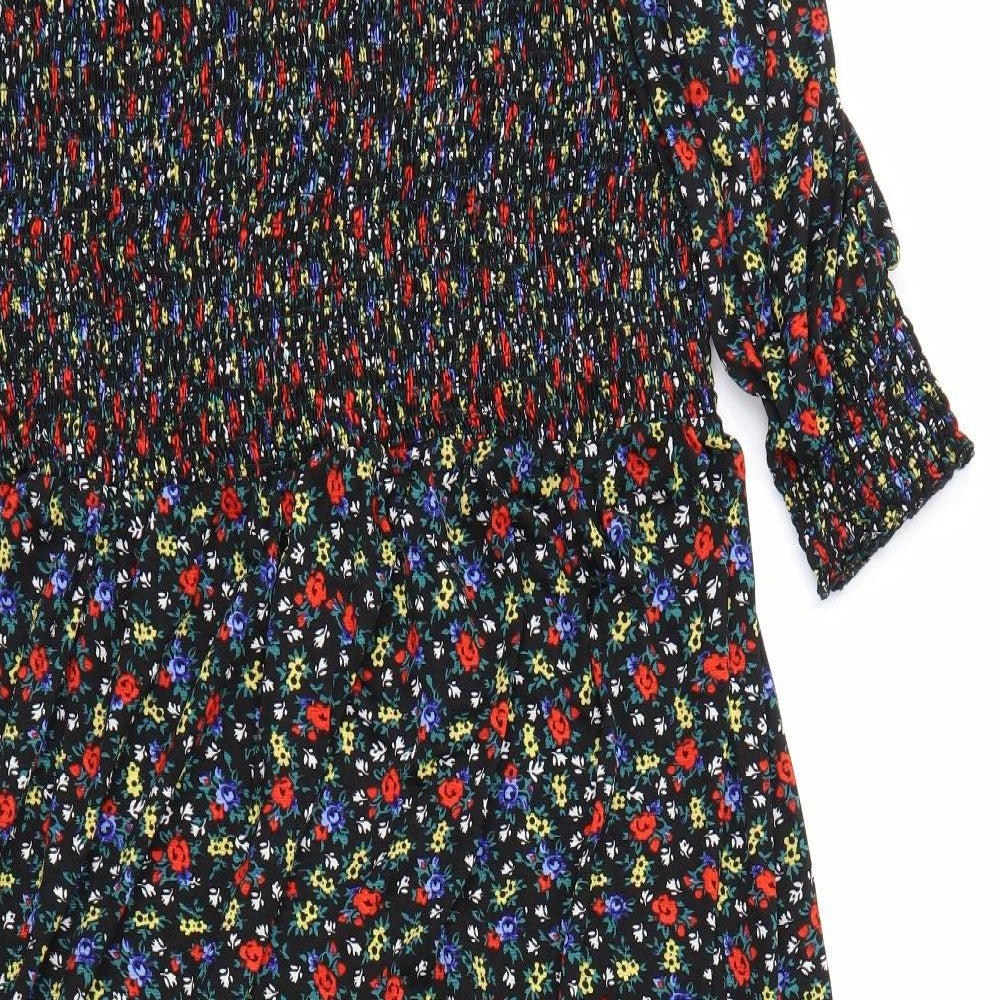 ASOS Womens Black Floral  Fit & Flare  Size 20
