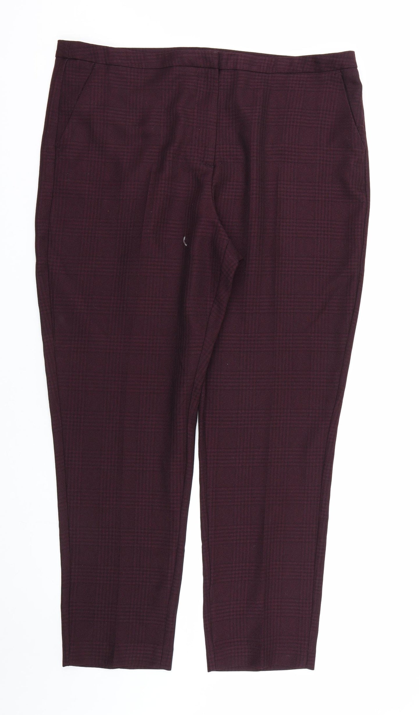 Atmosphere Womens Purple Plaid  Cropped Trousers Size 20 L28 in