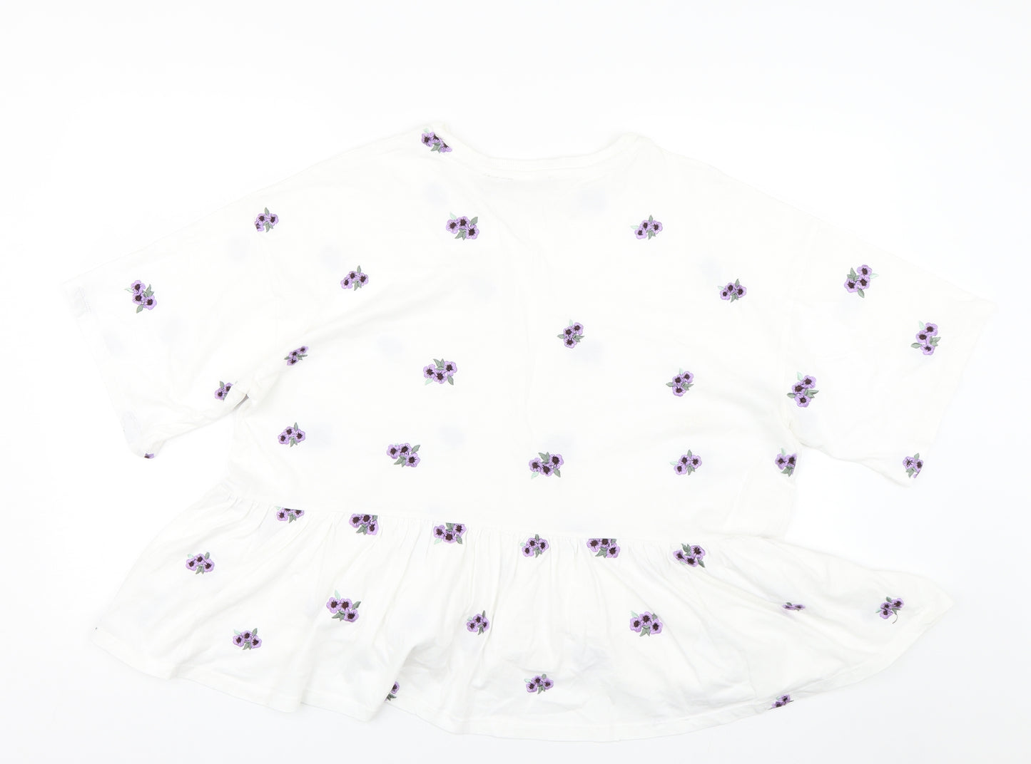 ASOS Womens White Floral  Basic T-Shirt Size 18
