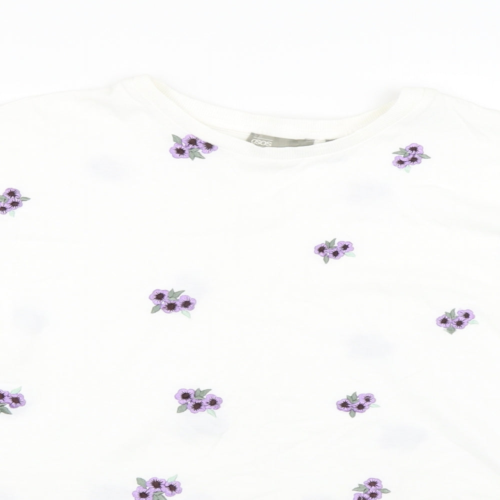 ASOS Womens White Floral  Basic T-Shirt Size 18