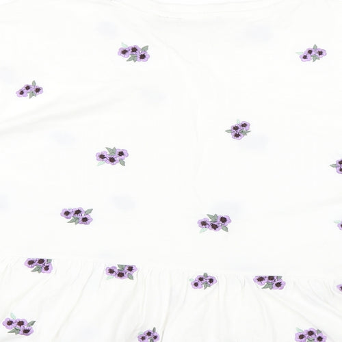 ASOS Womens White Floral  Basic T-Shirt Size 18