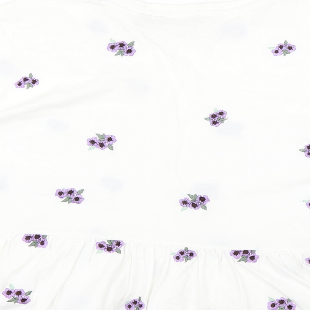 ASOS Womens White Floral  Basic T-Shirt Size 18