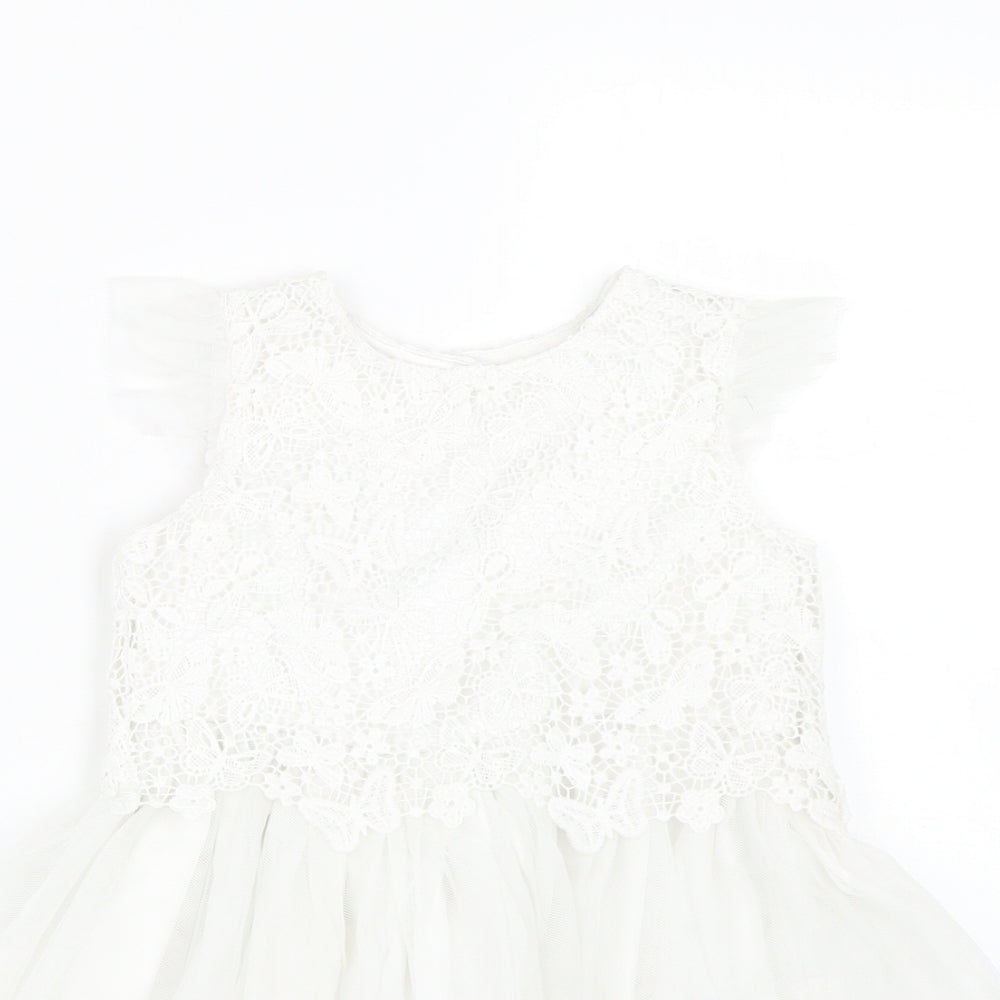 Primark Girls White Floral  Ball Gown  Size 2-3 Years