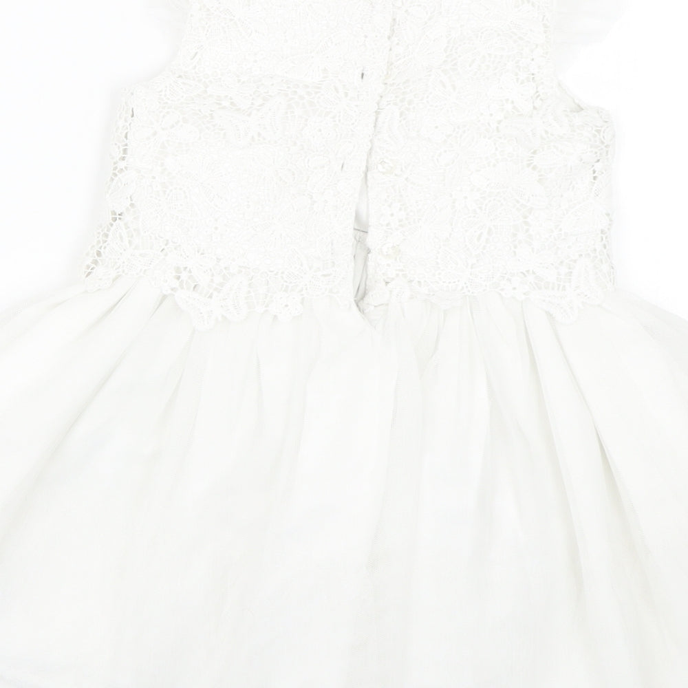 Primark Girls White Floral  Ball Gown  Size 2-3 Years