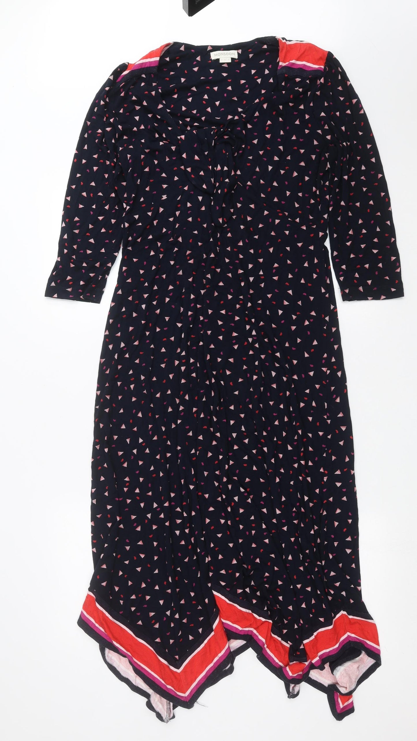 Monsoon Womens Blue Geometric  Shift  Size 12