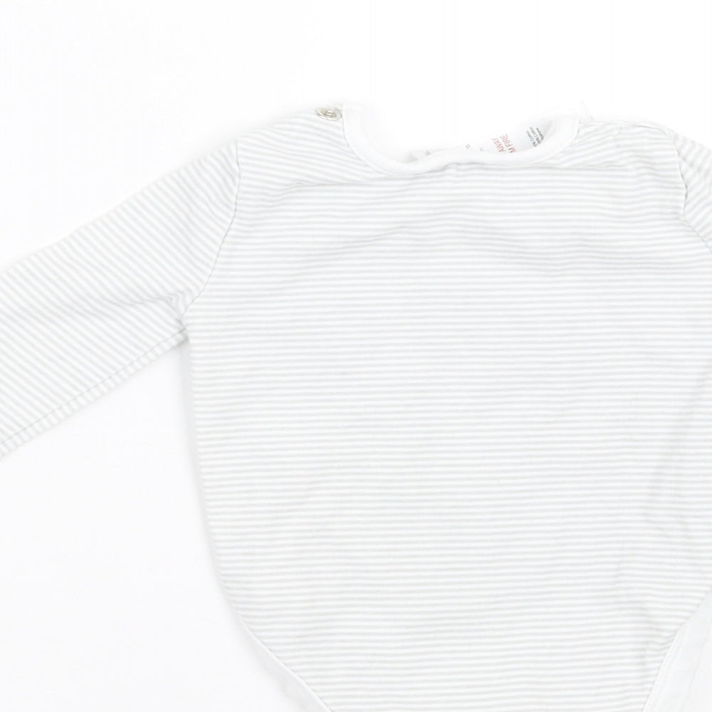 TU Baby Grey Striped  Babygrow One-Piece Size 0-3 Months  - rabbits