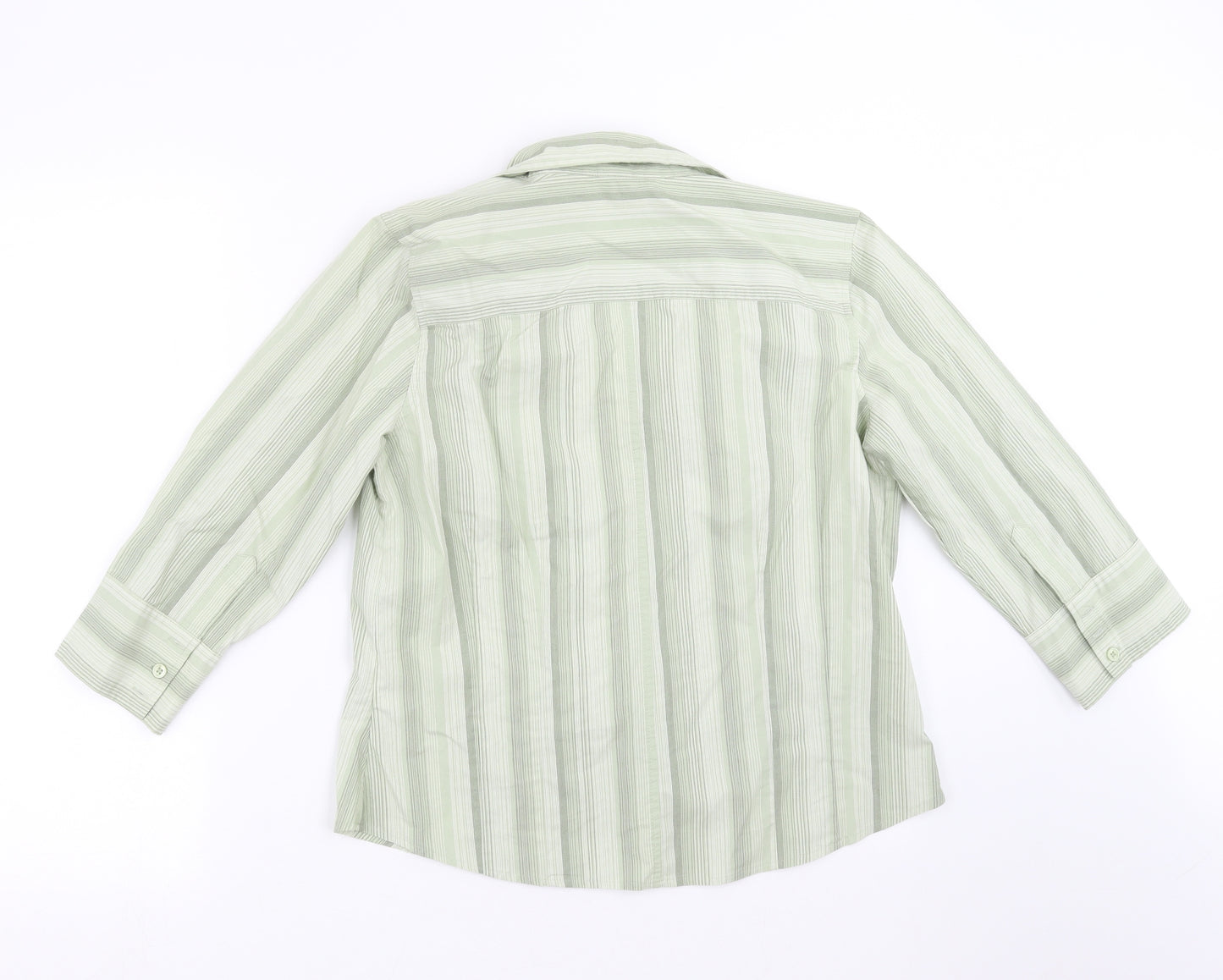Berkertex Womens Green Striped  Basic Button-Up Size 16