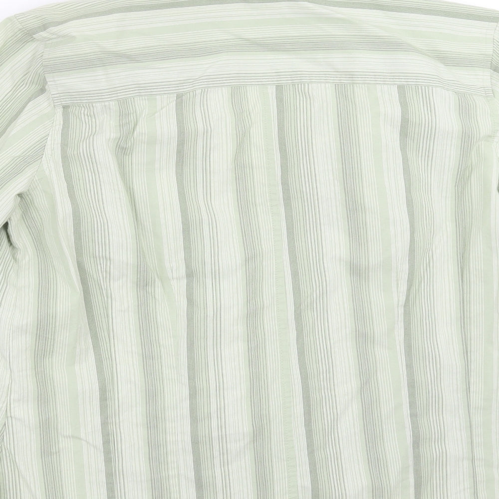Berkertex Womens Green Striped  Basic Button-Up Size 16