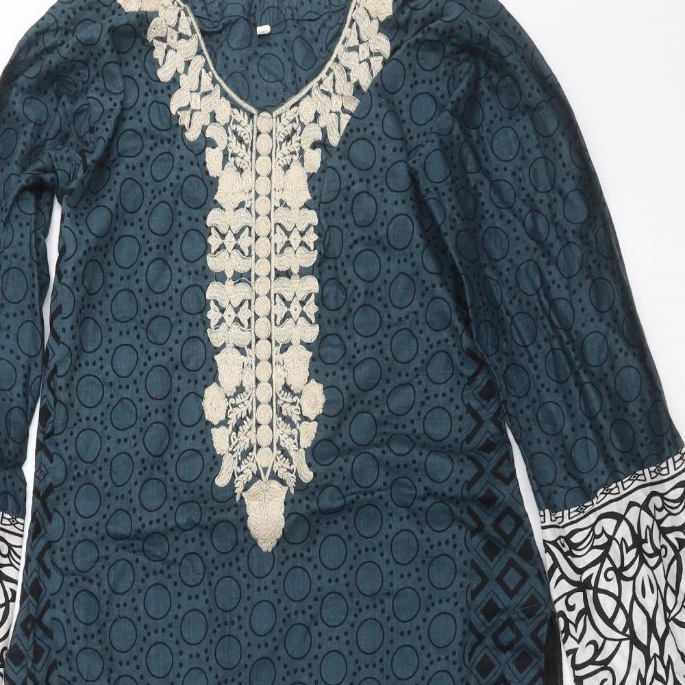 Preworn Womens Blue Geometric  Shift  Size S  - Embroidered detail