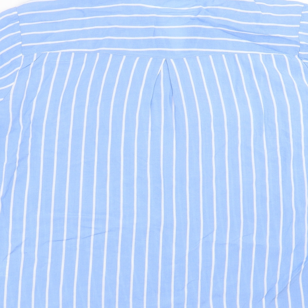 Boteli Womens Blue Striped  Basic Blouse Size XL