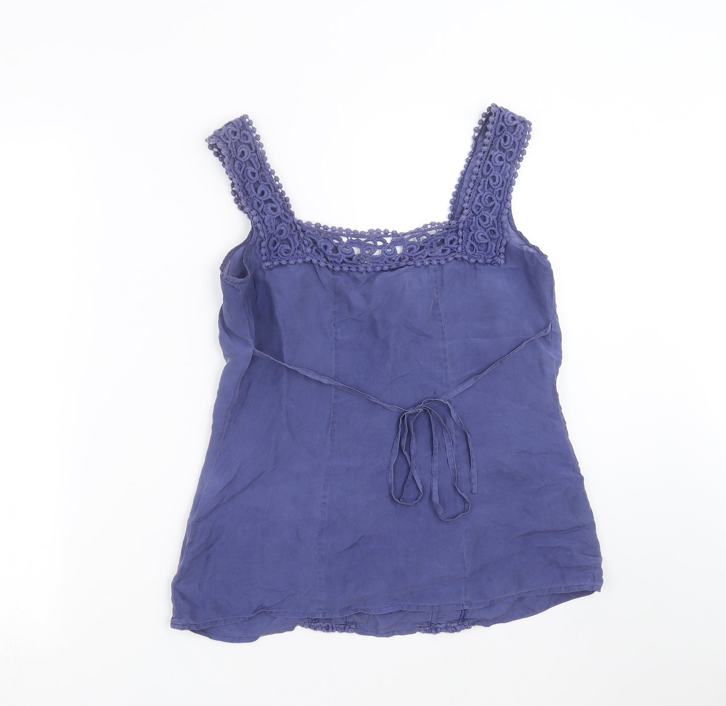 Warehouse Womens Blue   Basic Blouse Size 10  - crochet detail