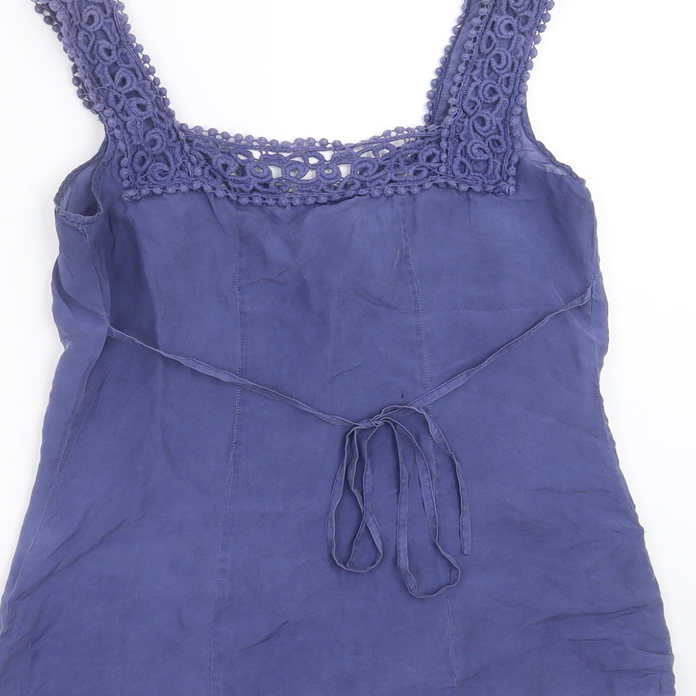 Warehouse Womens Blue   Basic Blouse Size 10  - crochet detail