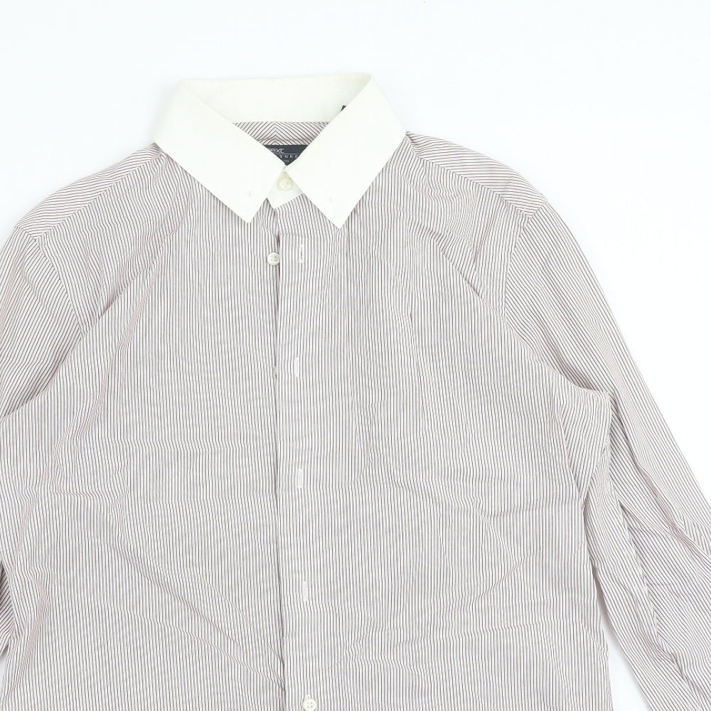 NEXT Mens Red Striped   Dress Shirt Size 15.5  - burgundy