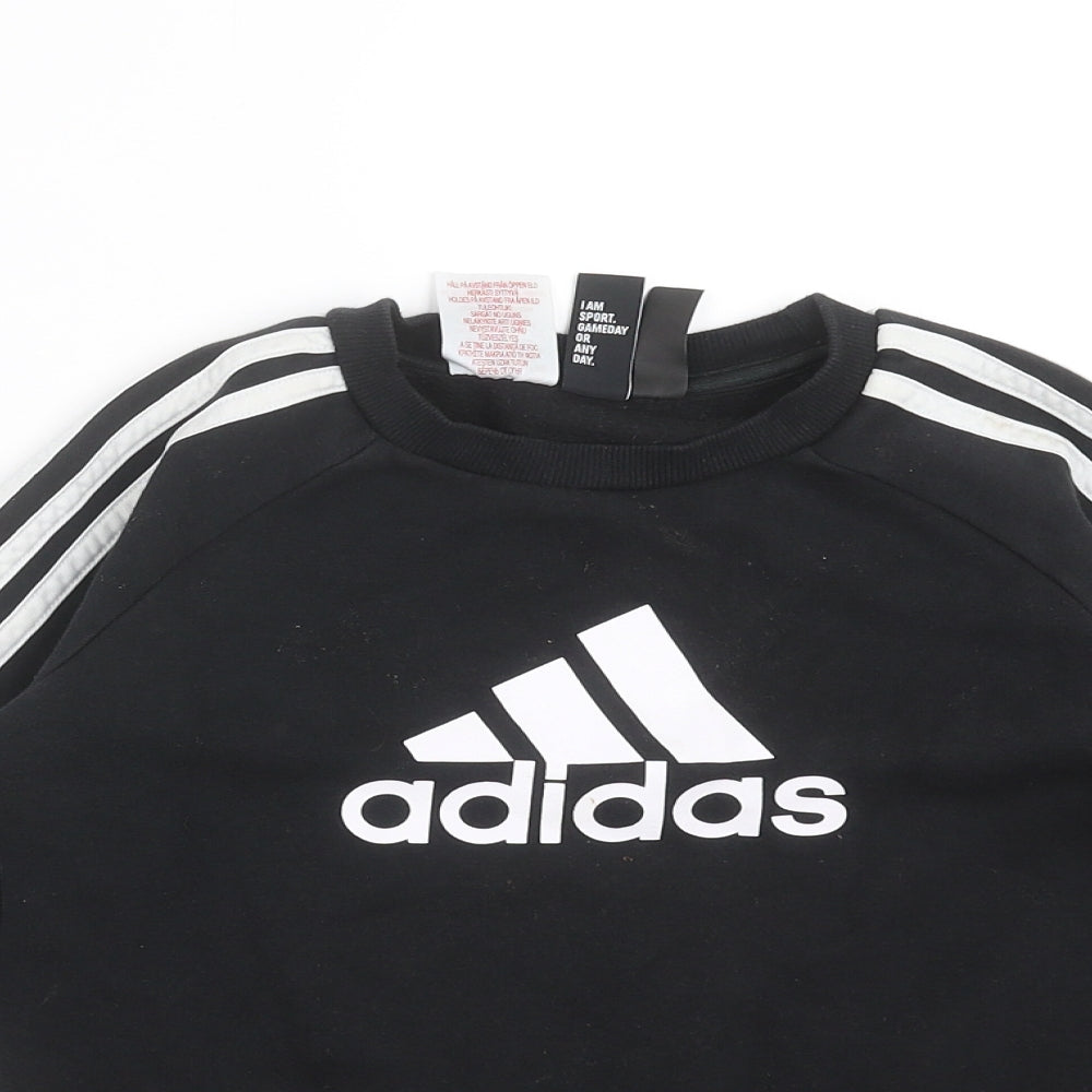 adidas Boys Black   Pullover Sweatshirt Size 6-7 Years