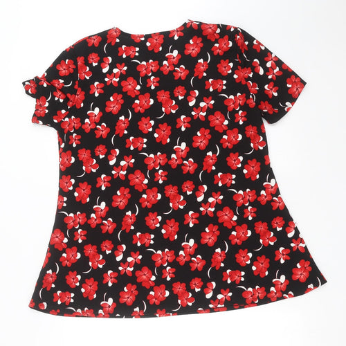 Saloos Womens Black Floral  Basic Blouse Size 18