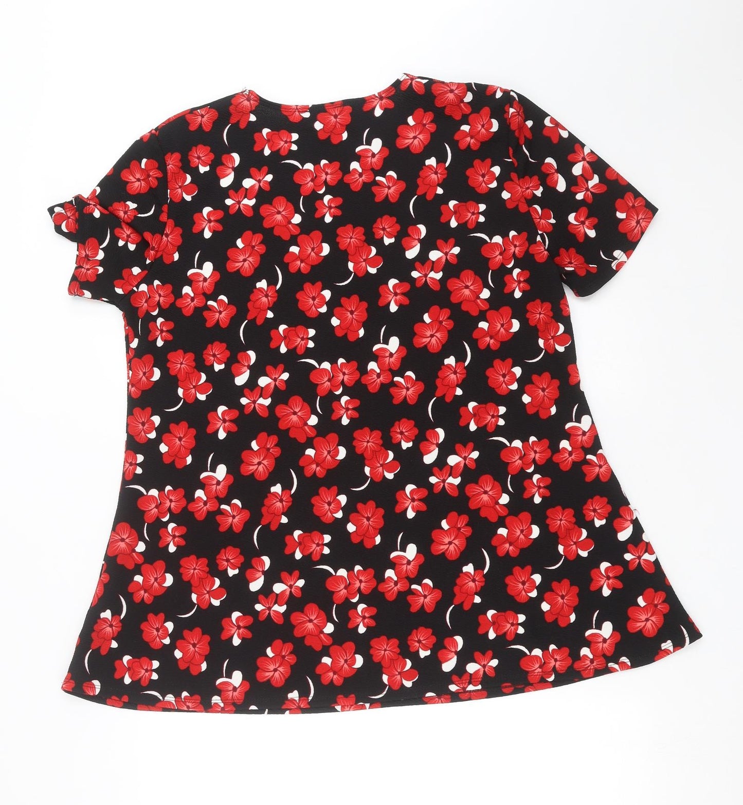 Saloos Womens Black Floral  Basic Blouse Size 18