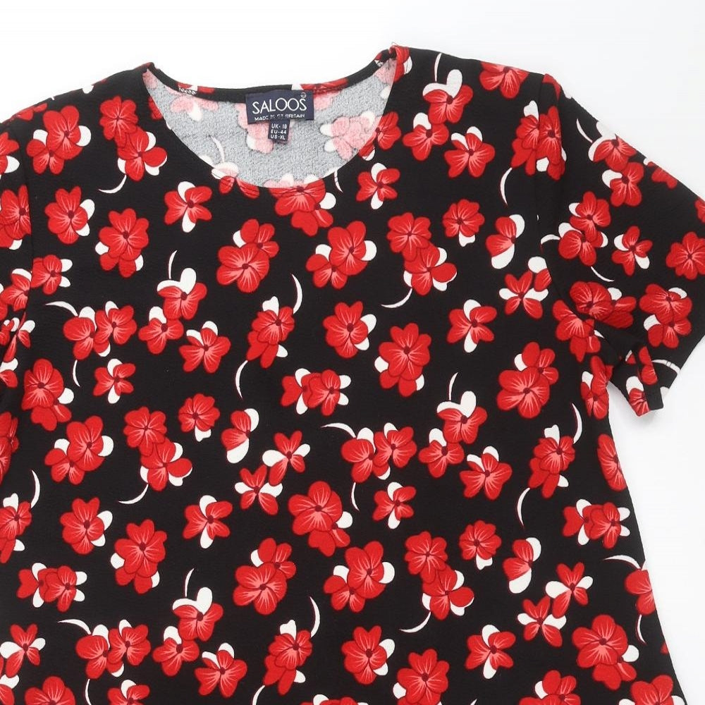 Saloos Womens Black Floral  Basic Blouse Size 18
