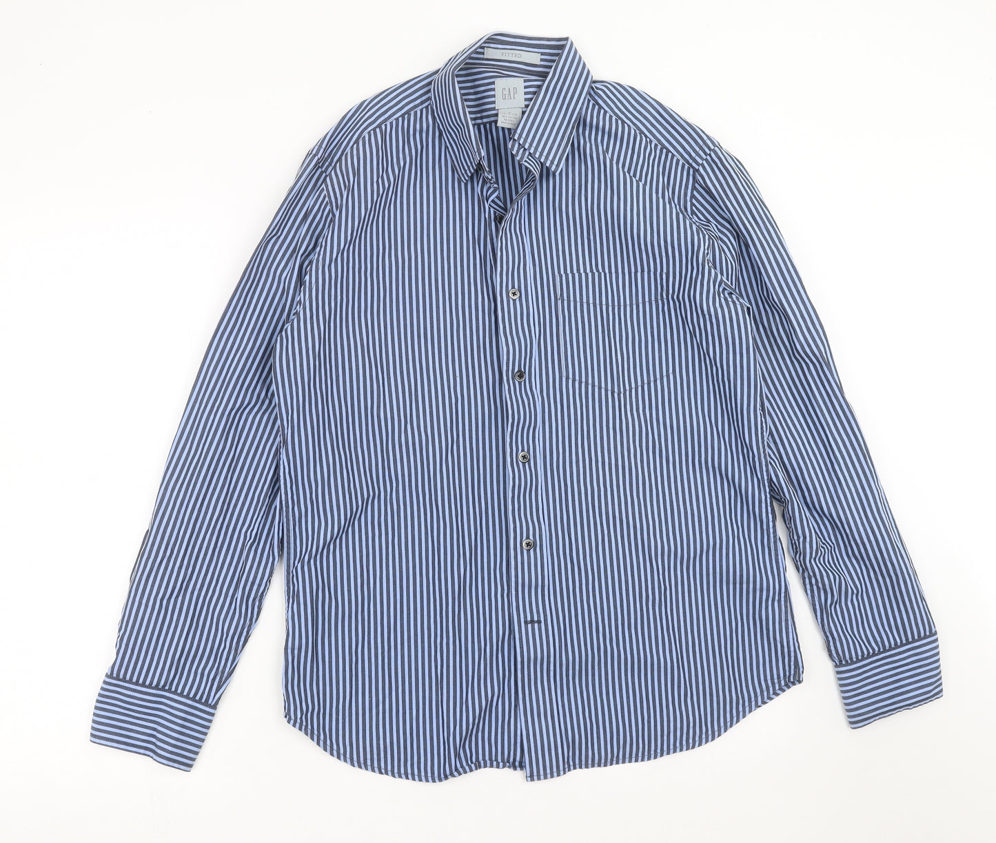Gap Mens Blue Striped   Dress Shirt Size M  - fitted