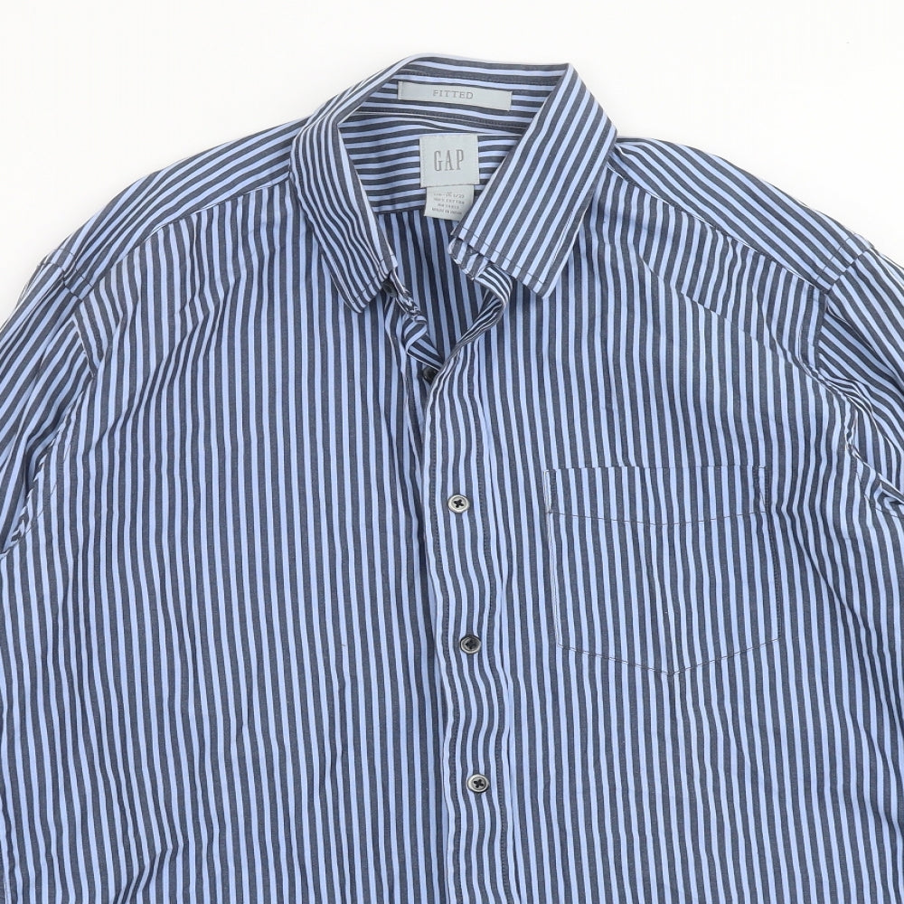 Gap Mens Blue Striped   Dress Shirt Size M  - fitted