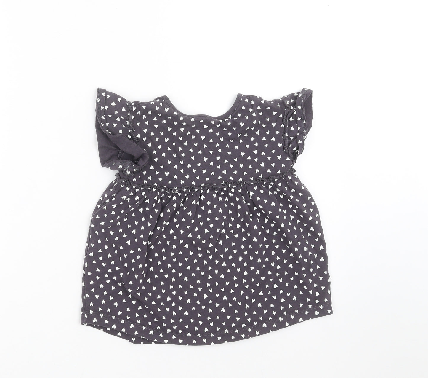 George Girls Grey   Basic T-Shirt Size 4-5 Years  - Heart pattern
