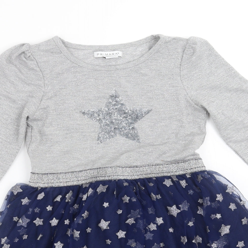 Primark Girls Grey   Tutu Dress  Size 5-6 Years  - stars