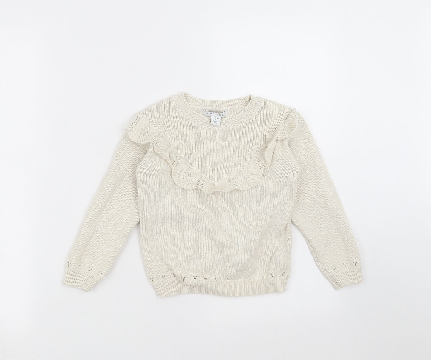 Primark Girls Beige  Knit Pullover Jumper Size 5-6 Years
