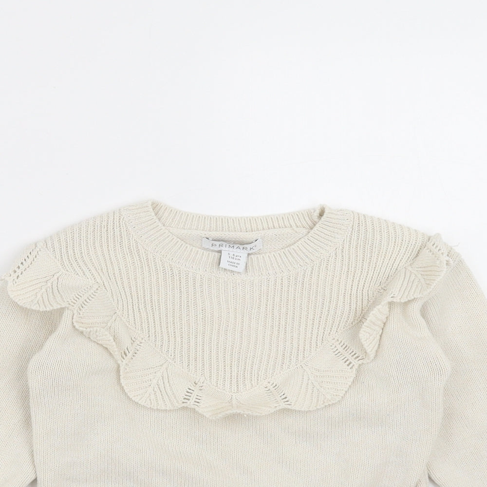 Primark Girls Beige  Knit Pullover Jumper Size 5-6 Years