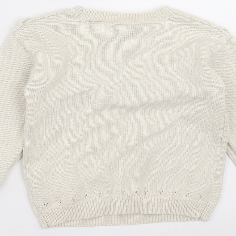 Primark Girls Beige  Knit Pullover Jumper Size 5-6 Years