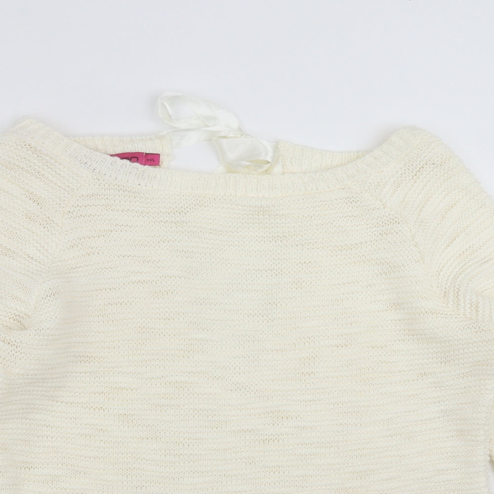 Boohoo Womens Ivory  Knit Pullover Jumper Size M