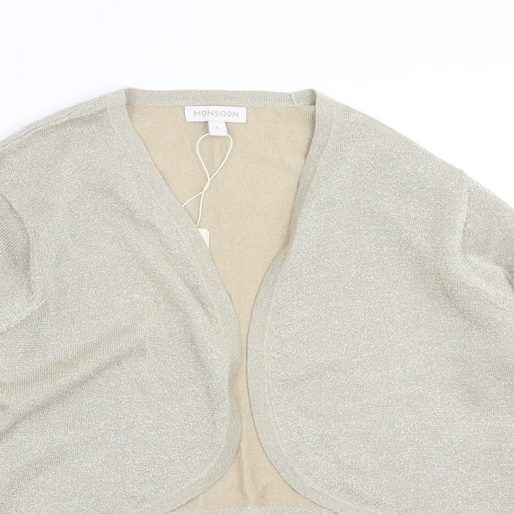 Monsoon Womens Gold  Knit Cardigan Jumper Size L