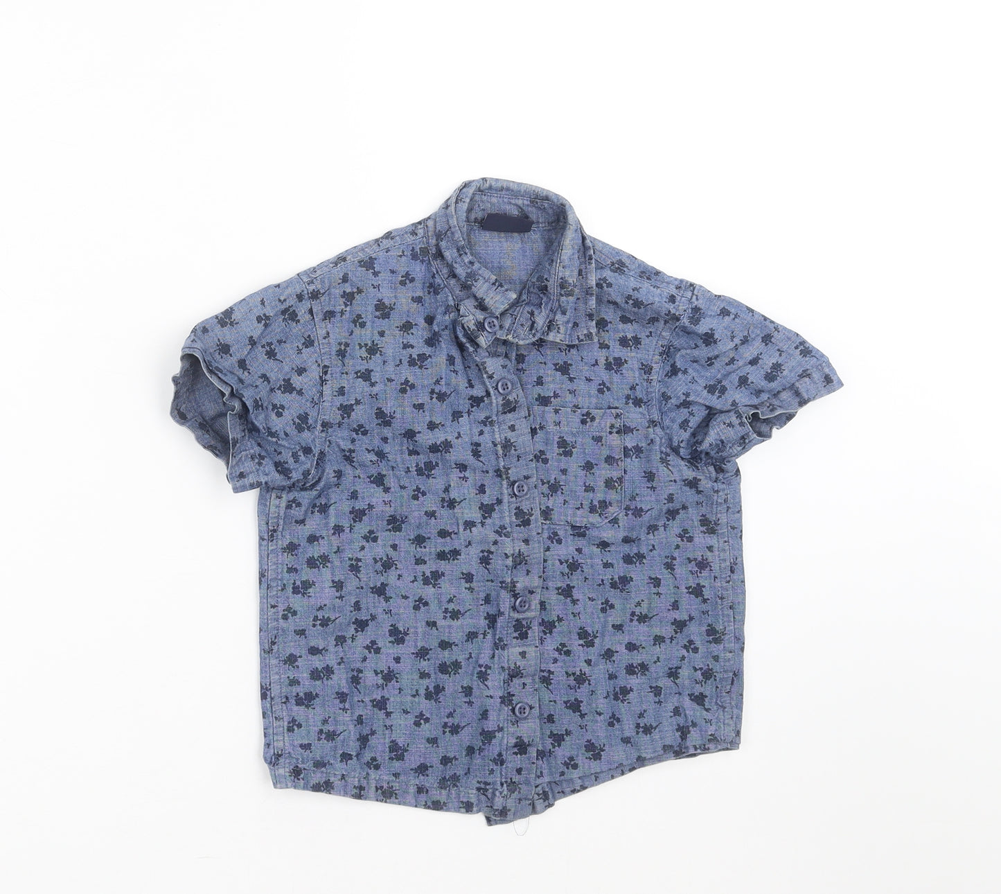 NEXT Boys Blue Floral Denim Basic Button-Up Size 3-4 Years